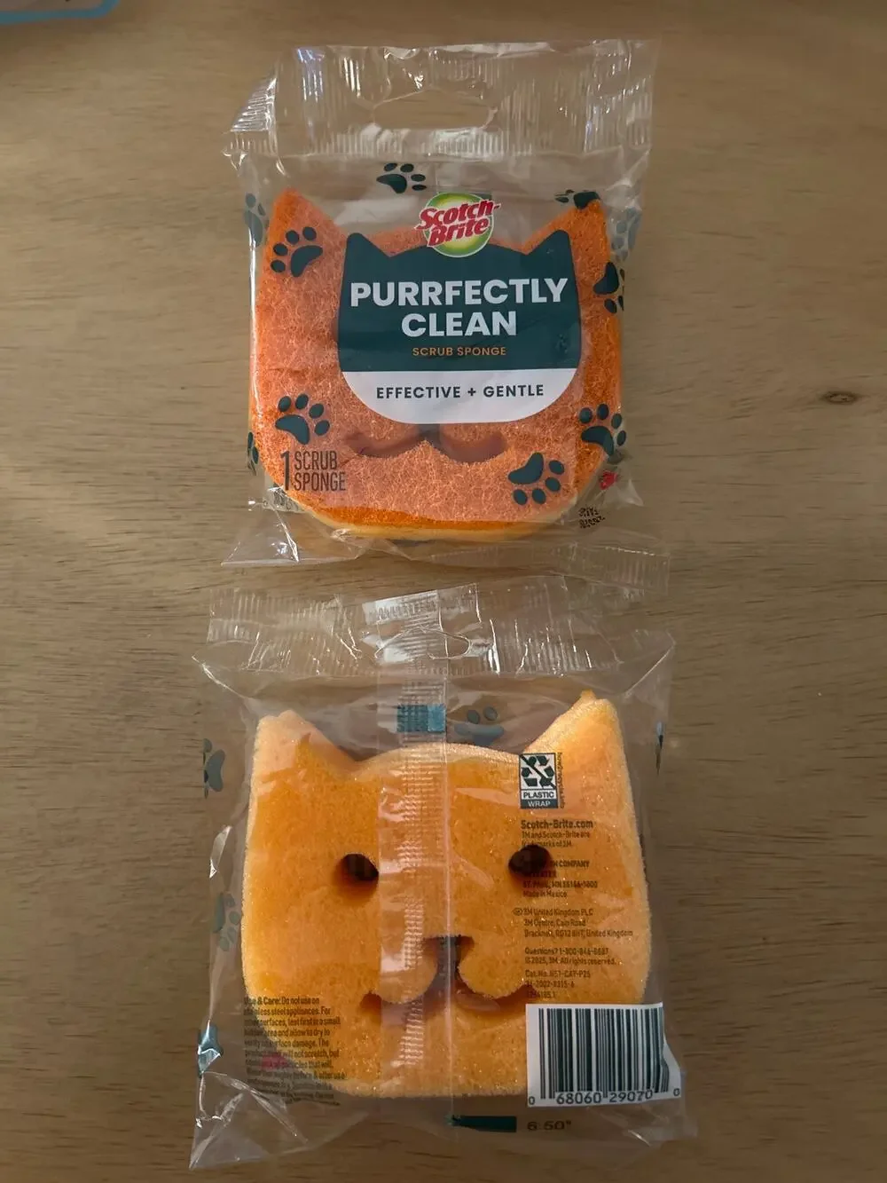 New 2pk Limited Edition Scotch Brite Sponges Non Scratch Two Sided Orange Cat